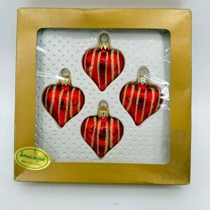 Handcrafted Heart Glass Ornaments Glitter‎ Made in West Germany